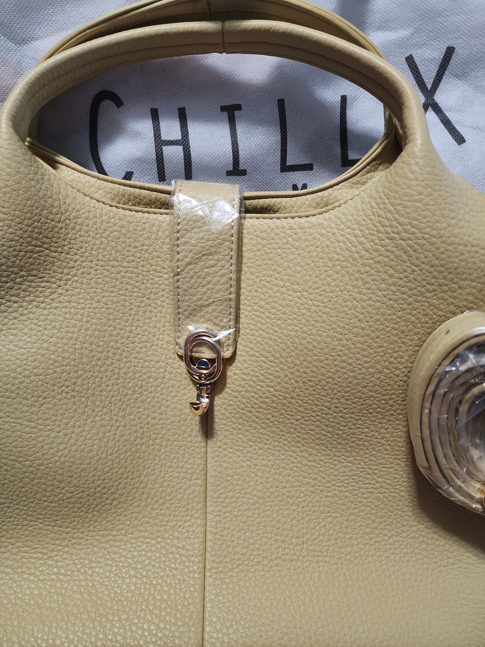 CHILLX by Le Miel Yellow Faux Leather Satchel Tote Crossbody Bag NWT - Picture 6 of 11
